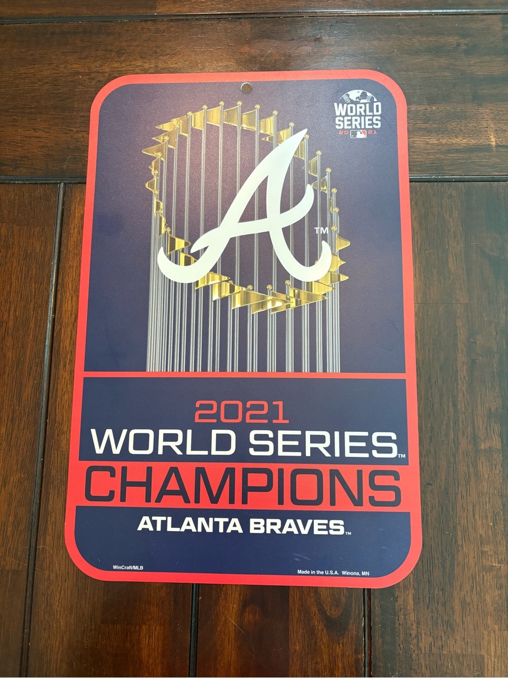 MLB Atlanta Braves White & Black Backed Sign